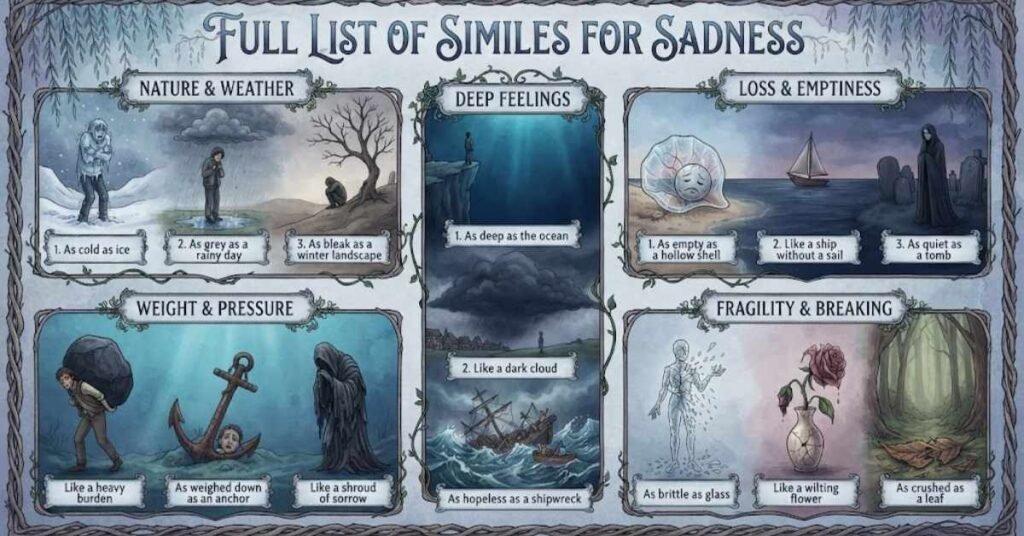 Full List of Similes for Sadness
